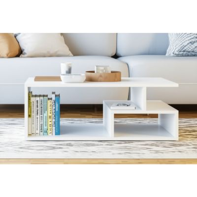 Table basse Home Intérieur - 40x90x50 cm - Blanc
