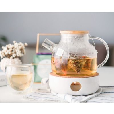 Théière avec couvercle NEW TECH - Verre/Bois - 500ml