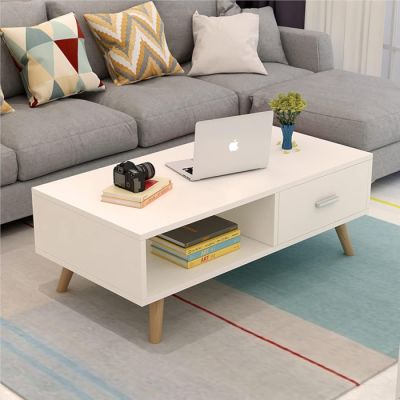 Table basse Home Intérieur - 45x90x50 cm – Blanc - MDF 