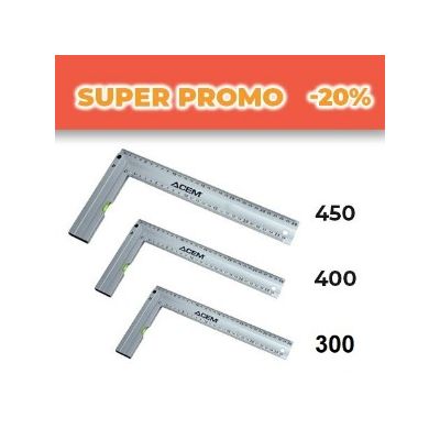 Pack 3 Equerres Graduée d'une face onglet à 45° 300-400-450mm gris - ACEM
