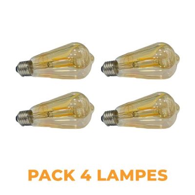 Lot de 4 lampes LED FILLAMENT 4W E27 - PLATINUM