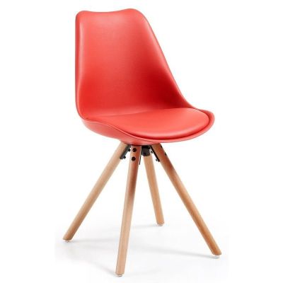 ESPACE HOME - chaise scandinave d'intérieur ou d'extérieur vintage - dim 48 x 82 x 54 cm-rouge