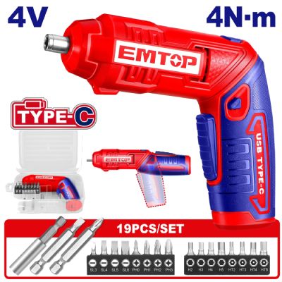 Visseuse reg 4v 4nm t-c+ 19 embouts emtop  ECSR0408