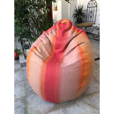 Pouf Poire Géant EU COSY - 90 x 120 cm - Rouge/beige/orange