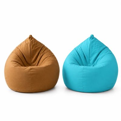 Pack de 2 poufs Kids XL - bleu turquoise et caramel - 70 x 90 cm