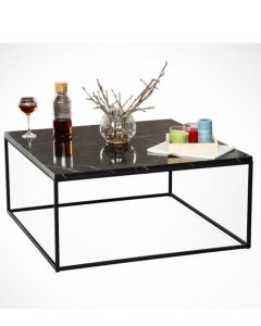 Table basse - Bois mdf - Acier - Noir - h x L x l( 35 x 60 x 60)cm