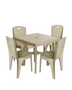 SOTUFAB - Lot  table chopin + 4 chaises l'avenue - grège