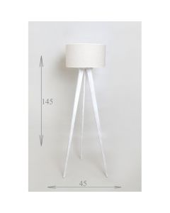 Chtioui design - Lampadaire scandinave - Trépied blanc en patine doré - 145 cm