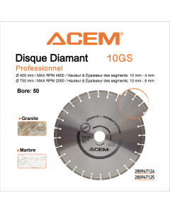 DISQUE DIAMOND 10 GS BORE 50 - 400MM - ACEM