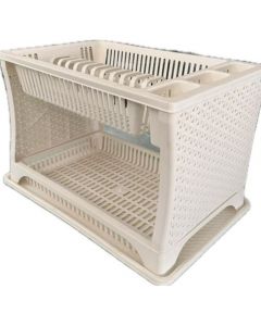Porte Assiettes Rotin 2 Etages Blanc
