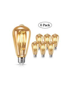 Vintage Lot de 6 ampoule led - Lampe filament vintage - Jaune - E27 - 4w - ST64