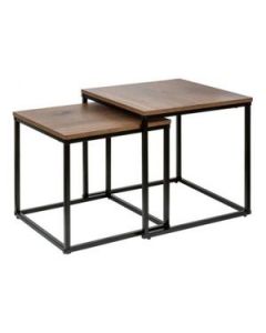 Set 2 Tables gigognes - bois mdf marron - Acier - Noir - L x l x H (50 x 50 x 50 ) cm