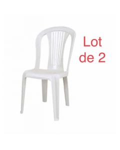 Lot de 2 Chaises - Plastique - Jawhara - Blanc