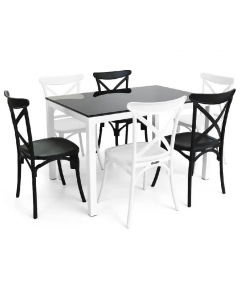 Pack table serena vitre 120*80 + chaises brooklyn plastique - Sotufab