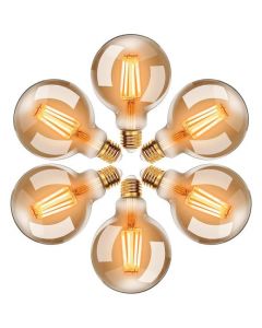 Pack 6 Lampes filament - LED - Globe - Vintage - G95 - E27 - 4W