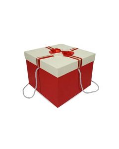 Boîte à cadeau - Rouge et beige - 24 X 24 X 18.5 Cm