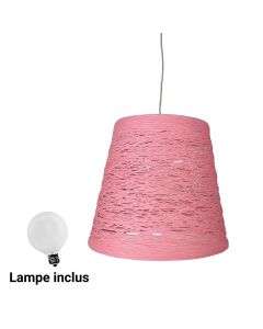 Suspension à ficelle avec Lampe - rose - 27.5 x 30 Cm