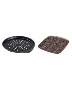 Plat Mini Pizza 9 Cavités + Plat a Pizza Métal 30cm - Pyrex Set Pizza