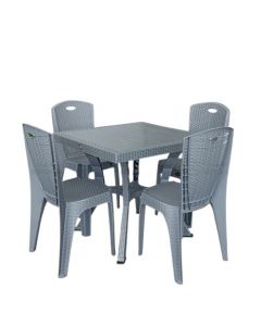 SOTUFAB - Lot table chopin + 4 chaises l'avenue - gris