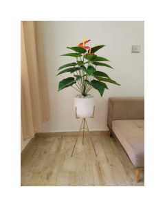 Plante artificielle avec pot en céramique et support - A32 - Hauteur 1M30