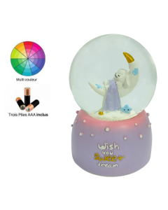 Boule de Neige Musical Avec Lumière RGB - 13 X 8 Cm - PILES INCLUS