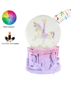 Boule de Neige Musical Avec Lumière RGB - 12 X 9 Cm - PILES INCLUS