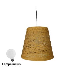 Suspension à ficelle avec Lampe - Marron - 27.5 x 30 Cm