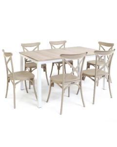 Pack table serena pvc 150*90 + 06 chaises brooklyn plastique - Sotufab