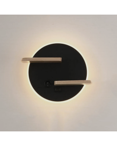 Applique Mural interieur Led avec port USB- Rond - Noir