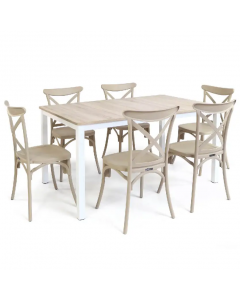 Pack table serena pvc 120*80 + 06 chaises brooklyn plastique - Sotufab
