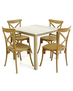 Pack table serena pvc 80*80 + 04 chaises brooklyn plastique - Sotufab