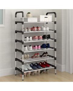 Étagère à chaussures - 6 niveaux - grande étagère à chaussures avec porte en métal