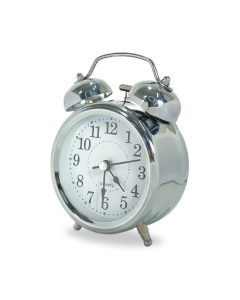 Horloge avec réveil vintage - Argent- 9 x 13 cm