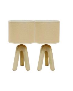 Chtioui design - Lot de 2 Lampes à poser - Céramique - Trépied - Beige - 40 cm