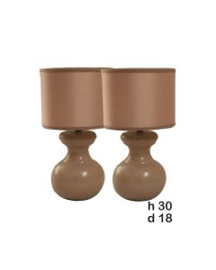 Chtioui design - Lot de 2 Lampes de chevet - Céramique - Botella - Marron clair - 30 cm