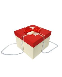Boîte à cadeau - Rouge et beige - 19 X 19 X 14 Cm