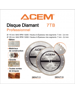 DISQUE DIAMOND 7TB - 115MM ACEM
