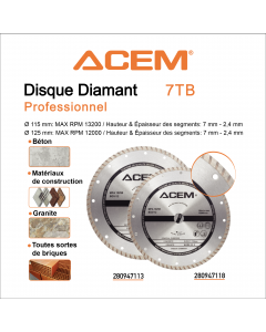 DISQUE DIAMOND 7TB - 125MM ACEM