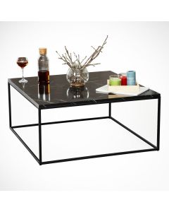 Table basse - Bois mdf - Acier - Noir - h x L x l( 35 x 60 x 40)cm