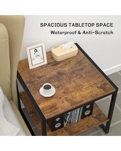 Table d'appoint-Bois MDFbrun-Acier Noir-HxLxP(40x35x35)cm