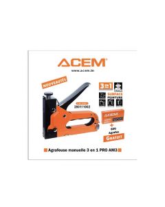 Agrafeuse manuelle 3 en 1 ACEM  280111002  noir et orange - Pratique et durable. 