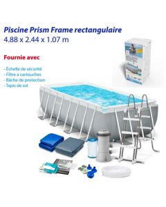 INTEX - Piscine Prism Frame rectangulaire - 4,88X2,44X1,07M