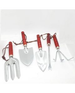 Kit de jardinage mini 5 pièces - Poignée en Bois rouge 1486029 - VALEX