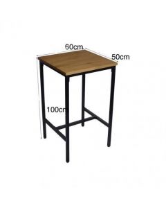 Table haute - Bois mdf Marron et Acier - Noir - H x L x P(100 x 60 x 50)cm