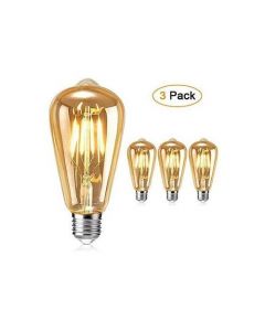 Vintage Lot de 3 ampoule led - Lampe filament vintage - Jaune - E27 - 4w - ST64