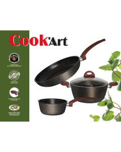 BATTERIE 4 PIECES COOK'ART FORGED GRANITE Noir-Mouchté Gold (BOISEE)