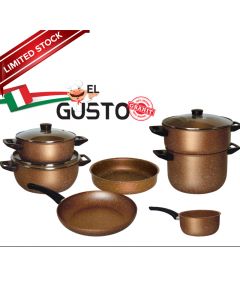 Batterie  de cuisine 10 pièces en granite EL GUSTO BY COOK'ART - Champagne foncé