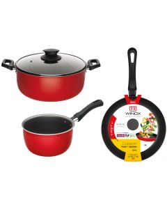 Batterie de Cuisine 4 Pièces Tasty - Winox : Poêle 24 cm, Faitout 20 cm, Casserole 14 cm