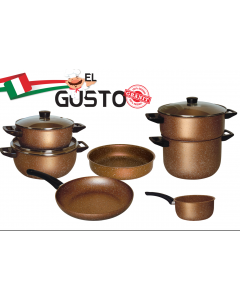 Batterie  de cuisine 10 pièces en granite EL GUSTO BY COOK'ART - Champagne foncé