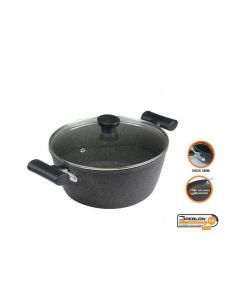 EXTRÊME Faitout 28cm + Couvercle en verre - Gris - Résistant aux rayures - COOKART